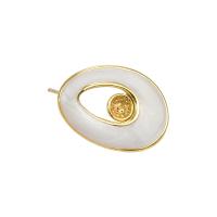 Brass Earring Stud Component, gold color plated, enamel, 20mm 