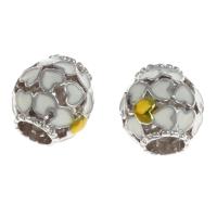 Emaille Zink Legierung Europa Perlen, Zinklegierung, rund, DIY & mit einem Muster von Herzen, gemischte Farben, 12x12x12mm, verkauft von PC