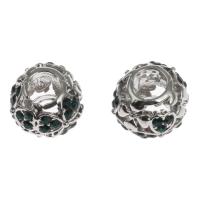 Emaille Zink Legierung Europa Perlen, Zinklegierung, rund, DIY & mit Strass, Silberfarbe, 9x10x10mm, verkauft von PC