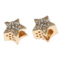 Perles European de stras d'alliage de Zinc , étoile, DIY & avec strass, doré Vendu par PC