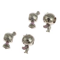 Emaille Zink Legierung Europa Perlen, Zinklegierung, Mädchen, DIY, Silberfarbe, 14x8x9mm, verkauft von PC