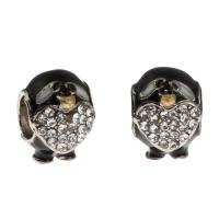 Perles European de stras d'alliage de Zinc , pingouin, émail & avec strass, couleurs mélangées Vendu par PC