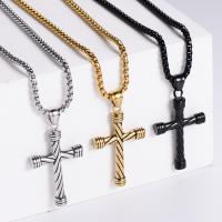 Stainless Steel Jewelry Necklace, 304 Stainless Steel, Cross, fashion jewelry & Unisex .62 Inch 