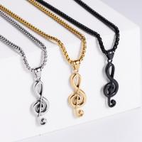 Stainless Steel Jewelry Necklace, 304 Stainless Steel, Music Note, fashion jewelry & Unisex .62 Inch 