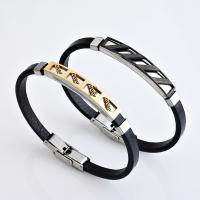 PU Leather Cord Bracelets, with Stainless Steel, plated, fashion jewelry & Unisex 