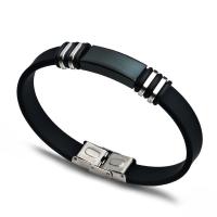 Bracelet en acier inoxydable Silicone, avec acier inoxydable, bijoux de mode & unisexe, plus de couleurs à choisir, 200mm, Vendu par PC