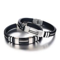 Silicone Bracelet, with Stainless Steel, plated, fashion jewelry & for man 