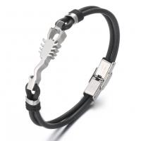 PU Leather Cord Bracelets, with Stainless Steel, Centipede, fashion jewelry & Unisex 220mm 