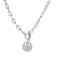 Stainless Steel Jewelry Necklace, Smiling Face, silver color plated, fashion jewelry & Unisex 480mm 