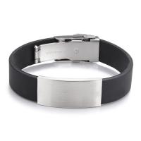 Silicone Bracelet, with Stainless Steel, fashion jewelry & for man 250mm 