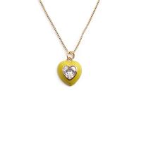 Brass Cubic Zirconia Necklace, Heart, plated, Unisex & enamel & with cubic zirconia cm 