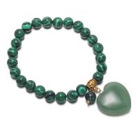 Malachite Bracelets, with Alloy & Green Aventurine, Heart, Unisex, mixed colors, 8mmuff0c cm 
