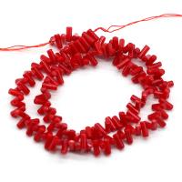 Natürliche Korallen Perlen, Koralle, Zylinder, DIY, rot, 3x7-4x8mm, Länge:ca. 38 cm, verkauft von Strang