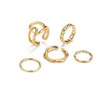 Zinc Set anillo de aleación, aleación de zinc, 5 piezas & Joyería & para mujer, dorado, Vendido por Set