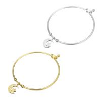 Stainless Steel Bangle, Moon and Star, plated, for woman 12*15mm,2mm, Inner Approx 61mm 