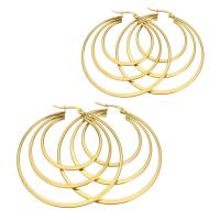 Edelstahl Hoop Ohrringe, verschiedene Größen vorhanden & für Frau, goldfarben, verkauft von Paar