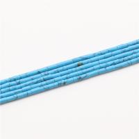 Schwarz Vein Türkis Perle, Zylinder, poliert, DIY, blau, 2x4mm, Länge:39 cm, verkauft von Strang