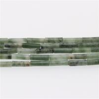 Lushan Jade Perle, Zylinder, poliert, DIY, grün, 4x13mm, Länge:39 cm, verkauft von Strang
