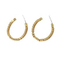 Brass Hoop Earring, Dome, for woman, original color 