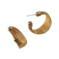 Brass Hoop Earring, Dome, for woman, original color 