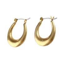 Brass Hoop Earring, Letter U, for woman, original color 