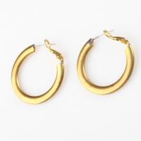 Brass Hoop Earring, Round, for woman, golden 