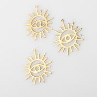 Brass Jewelry Pendants, Sun, with eye pattern, original color 