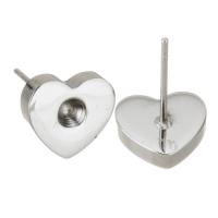 Stainless Steel Earring Stud Component, Heart, fashion jewelry & DIY & for woman, original color 3mm,0.7mm 