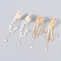 Fashion Fringe Earrings, Zinc Alloy, with ABS Plastic Pearl & Resin, fashion jewelry & for woman 