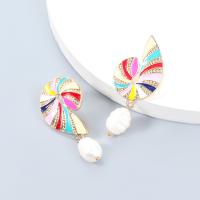 Kunststoff Perle Zink Legierung Ohrring, Zinklegierung, mit ABS-Kunststoff-Perlen, Modeschmuck & für Frau & Emaille, farbenfroh, verkauft von Paar