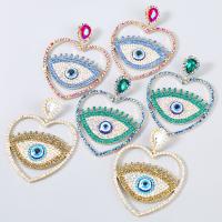 Zinc Alloy Rhinestone Drop Earring, with Resin, fashion jewelry & evil eye pattern & for woman & with rhinestone 