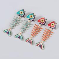 Zinc Alloy Rhinestone Drop Earring, Fish Bone, fashion jewelry & for woman & with rhinestone 