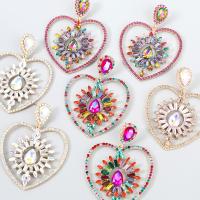 Zinc Alloy Rhinestone Drop Earring, Heart, fashion jewelry & for woman & with glass rhinestone & with rhinestone 
