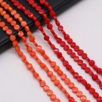 Natural Coral Beads, Flat Round, DIY Approx 38 cm 