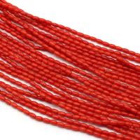 Natural Coral Beads, Drum, DIY, red Approx 38 cm 