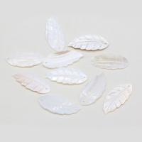 Natural Freshwater Shell Pendants, Leaf, Carved, DIY, white 