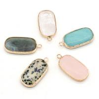 Mixed Gemstone Pendants, Natural Stone, Rectangle, plated, DIY & faceted 