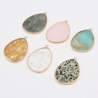 Mixed Gemstone Pendants, Natural Stone, Teardrop, plated, DIY 