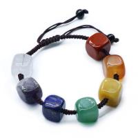 Bracelets en pierres précieuses, Cristal naturel, avec pierre gemme, Carré, poli, d’autres effets, couleurs mélangées 0c6mm cm, Vendu par PC