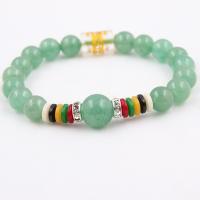 Aventurine Bracelets, with Crystal & Brass, Round, for woman, mixed colors, 8mmuff0c cm 