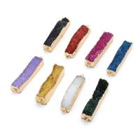 Gemstone Connector, Natural Stone, Rectangle, plated, DIY 