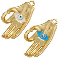 Enamel Brass Pendants, Hand, plated, evil eye pattern 