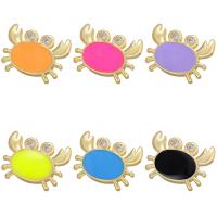 Enamel Brass Pendants, Crab, 18K gold plated, micro pave cubic zirconia Approx 1.2mm 