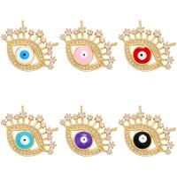 Fashion Evil Eye Pendant, Brass, 18K gold plated, micro pave cubic zirconia & enamel Approx 1mm 
