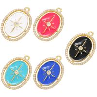 Enamel Brass Pendants, 18K gold plated, micro pave cubic zirconia Approx 1.5mm 