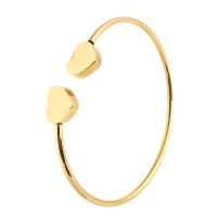 Stainless Steel Cuff Bangle, Heart, for woman, golden, 12*12mm,3mm, Inner Approx 59mm 