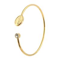 pulsera brazalete de acero inoxidable, para mujer & con diamantes de imitación, dorado, 14*11mm,3mm, diámetro interior:aproximado 59mm, Vendido por UD