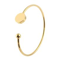 Stainless Steel Cuff Bangle, for woman, golden, 13*13mm,3mm, Inner Approx 59mm 
