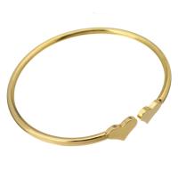 pulsera brazalete de acero inoxidable, Corazón, para mujer, dorado, 12*9mm,3mm, diámetro interior:aproximado 57mm, Vendido por UD