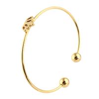 Stainless Steel Cuff Bangle, Crown, for woman, golden, 13*9mm,2mm, Inner Approx 60mm 